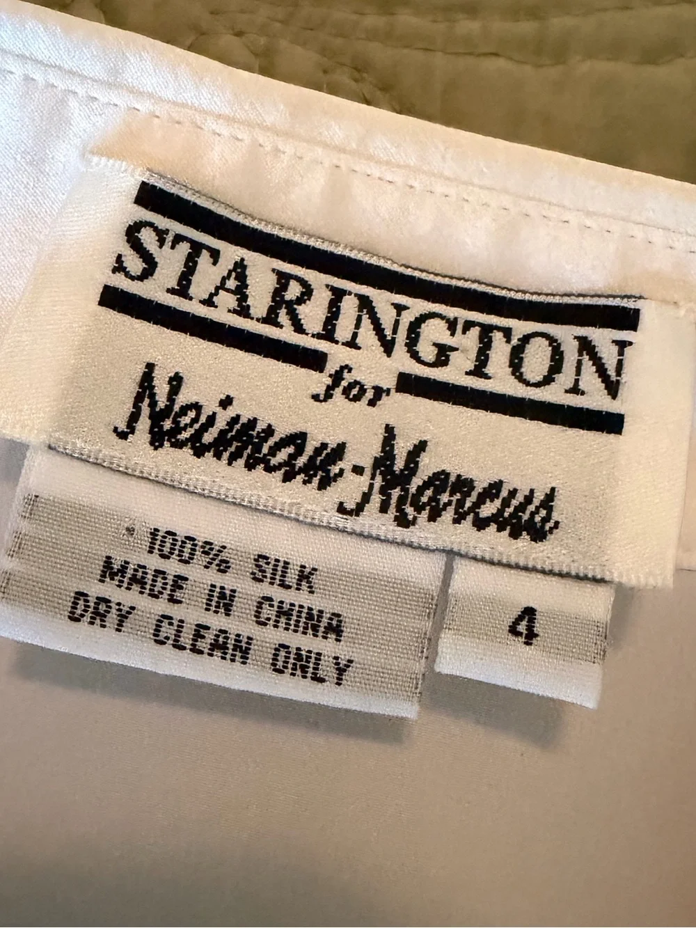 Vintage Starington for Neiman Marcus Cream 100% Silk Ruffle Blouse • Size 4